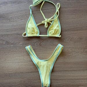 Frankie's Bikinis Yellow and Blue Bikini Set